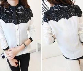 Crochet Overlay Shirt - White