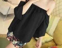 Off-Shoulder Cotton Top - Black
