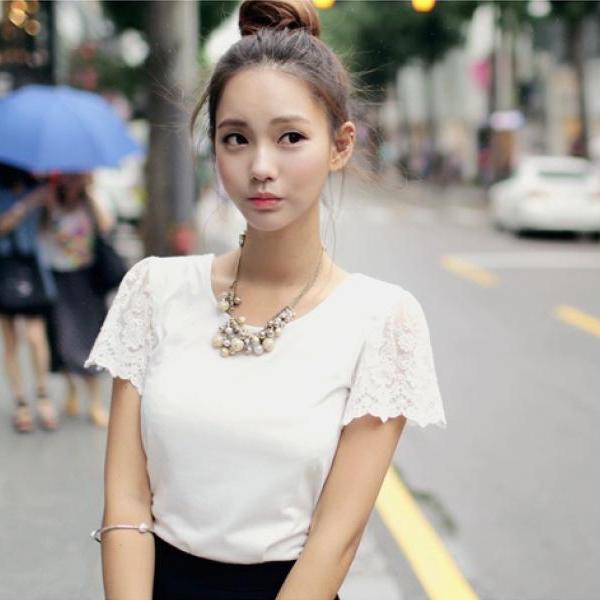 white lace tshirt dress